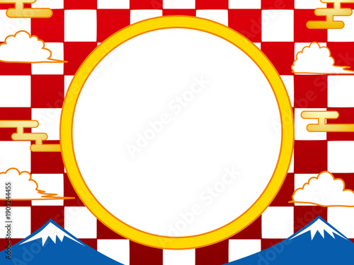 正月, 年賀状, 空, 雲, フレーム, 紙吹雪, 青空, 干支, 風景, 年賀, 新年, 自然, かわいい, 素材, 枠, 背景,