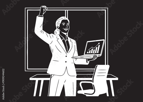 Successful businesswoman celebrating achievement