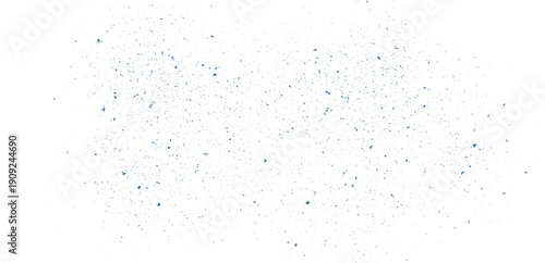 Blue fine particles spray and dust speckles scattered on white background