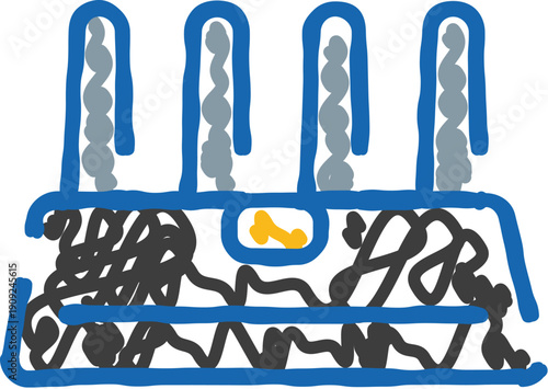 Stylized drawing of a modern wireless router with multiple antennas, symbolizing digital internet connection, global communication, and cloud computing for web technology concepts