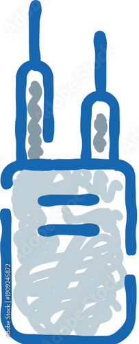 Handheld walkie talkie radio device featuring antennas for wireless communication, representing a concept of connection, security, and instant messaging between people or groups