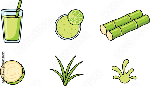 Fresh Red Tomato Vector Illustration Set with Wicker Basket of Tomatoes Half Tomato Slice Green Leaves and Black Silhouette