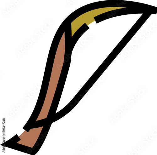 Longbow with a string depicting a traditional archery weapon and equipment, used for target practice, hunting, and various competitive or recreational sports