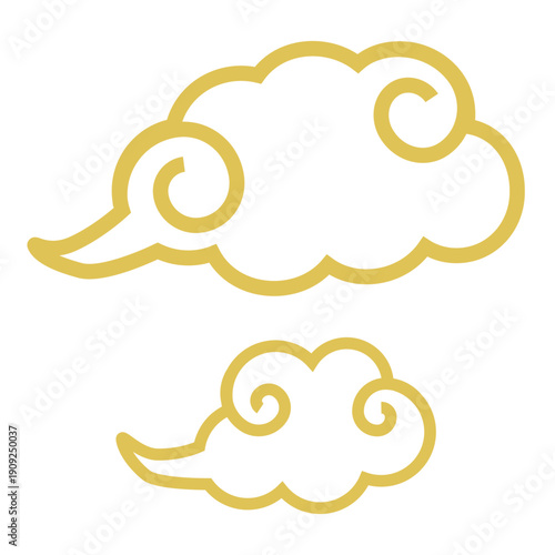 シンプルな中華雲の線画のベクターイラスト素材