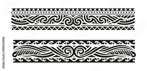 Obraz na płótnie Flat design tribal tattoo and maori tattoo border element