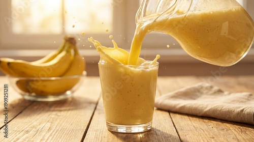 A vibrant glass of banana s...