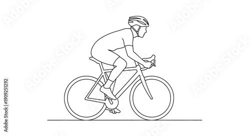 Cyclist Riding Bicycle on Road, Athletic Man in Cycling Gear, Sport and Fitness