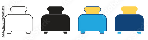 Toaster icon set. Bread toaster icon.  Toast machine vector icon isolated on white background. Vector illustration.