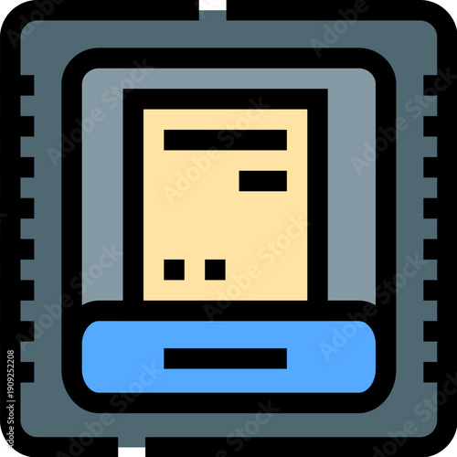 Processor chip icon displaying computing power and electronic hardware, symbolizing data processing, innovation, and advanced digital technology in modern systems