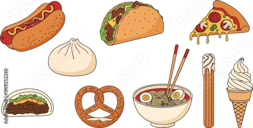 Assorted Fast Food Items on White Background.