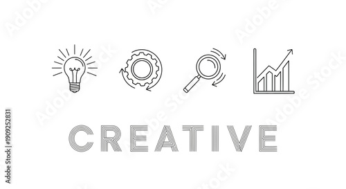 Creative Business Concept Icons: Idea, Process, Analysis, Growth