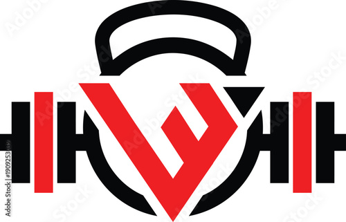 Letter W fitness gym monogram logo