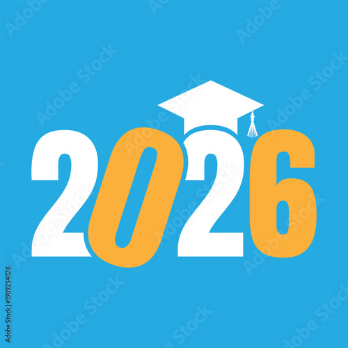 Class of 2026 Graduation Design with Cap Vector