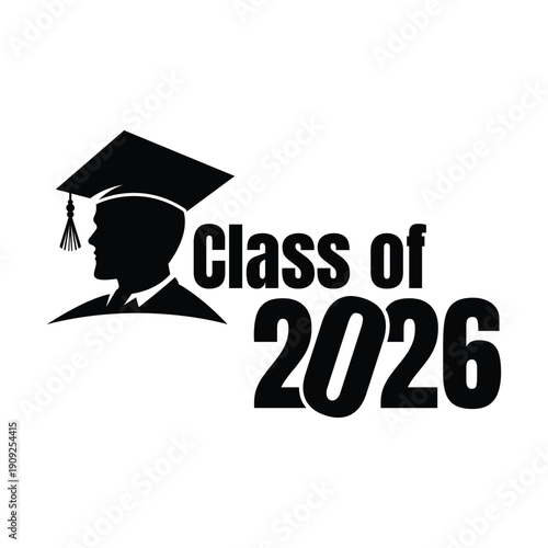 Class of 2026 Graduation Design with Cap Vector