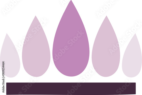 Five stylized purple teardrop shapes arranged in a decorative crown formation