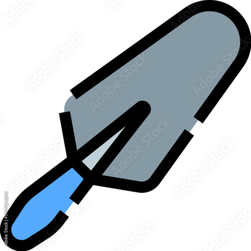 Masonry trowel with a blue handle, illustrating a useful hand tool for spreading cement or mortar during building, plastering, or bricklaying construction tasks