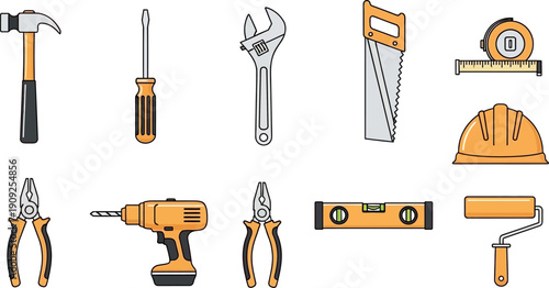 Collection of Various Tools for Construction Work.