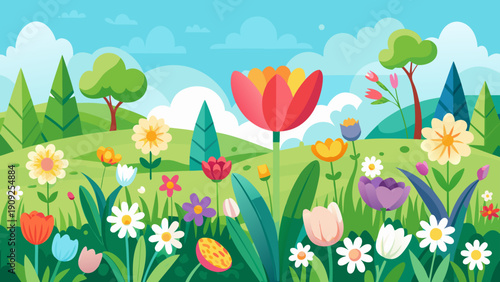 spring flowers and grass