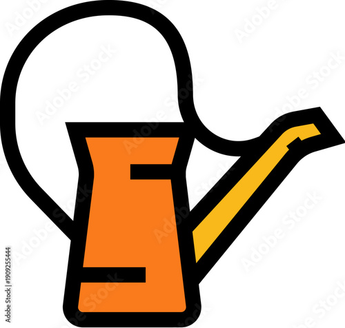 Watering can icon pouring water to nourish plants and flowers, minimalist flat vector illustrating gardening, home care, growth and outdoor horticulture with clean modern design