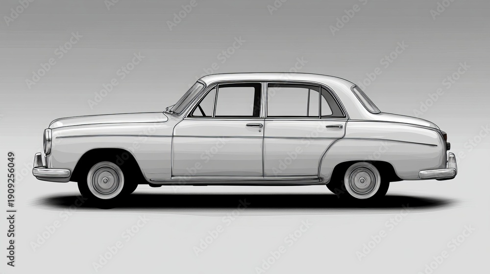 Fototapeta premium Classic Retro Vehicle Outline Vector Icon, Vintage Car Silhouette for Web Design and Illustration