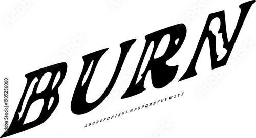 Burn Fire Liquid Display Font - Extreme Italic Alphabet Typeface with Melting Distortion for Racing Branding, Hot Sauce Labels, Metal Rock Posters, and Dynamic Action Typography Vector Illustration