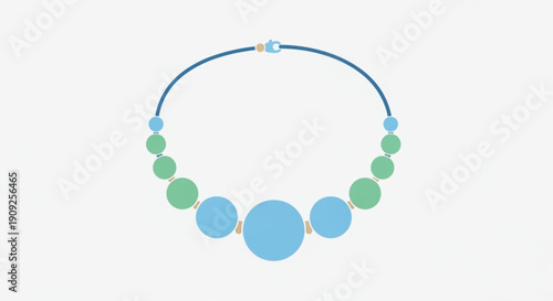 Elegant blue and green beaded necklace with gold accents on white background stylish accessory for fashion and jewelry design