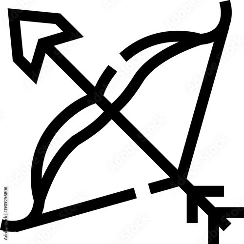 Sagittarius zodiac sign icon with a bow and arrow drawing, providing a minimalist illustration of the astrological symbol for individuals born under this horoscope