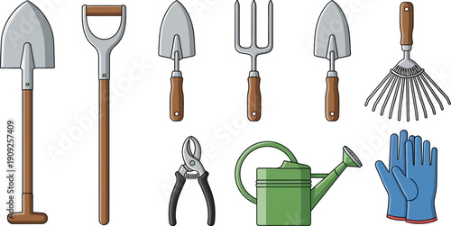 Gardening Tools and Equipment Set.