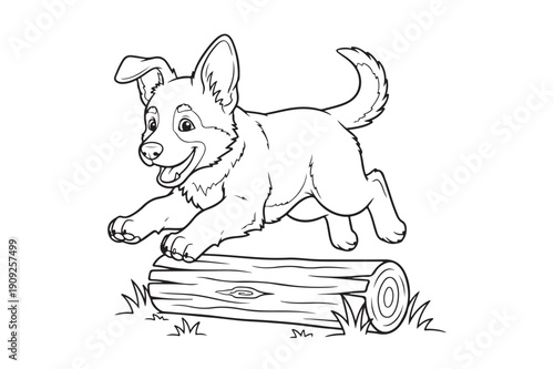 Printable German Shepherd Coloring Sheet – Dog Vector Outline for Coloring Books