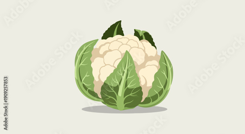 A simple pixel art illustration of a whole cauliflower with green leaves