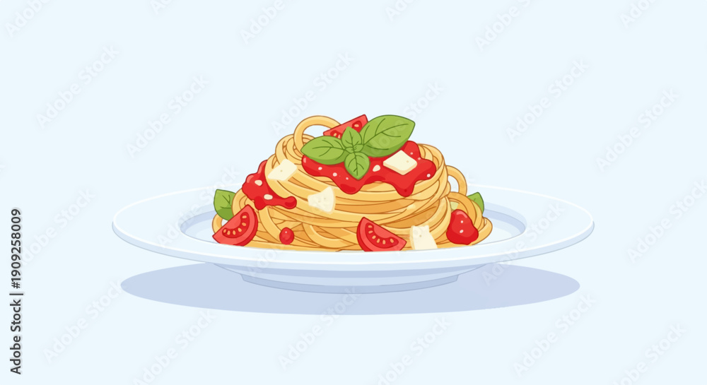 custom made wallpaper toronto digitalA plate of spaghetti with tomato sauce, cheese, basil, and tomato slices