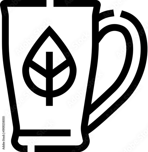 Mug featuring a stylized leaf design, symbolizing organic and natural herbal tea, promoting healthy lifestyle choices and wellness concepts related to detox and relaxation