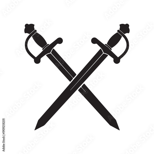 Cross swords silhouette vector icon sign symbol illustration design on white back ground