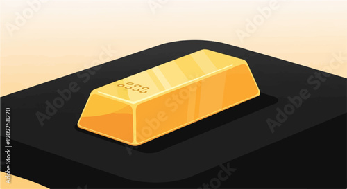 A polished gold bar rests on a dark, flat surface