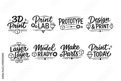 Innovative typography for 3d printing labels and design concepts