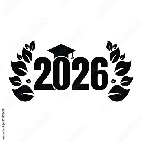 Class of 2026 Graduation Design with Cap Vector.