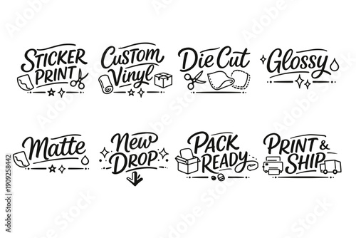 Sticker printing options: matte, glossy, die cut, and custom vinyl