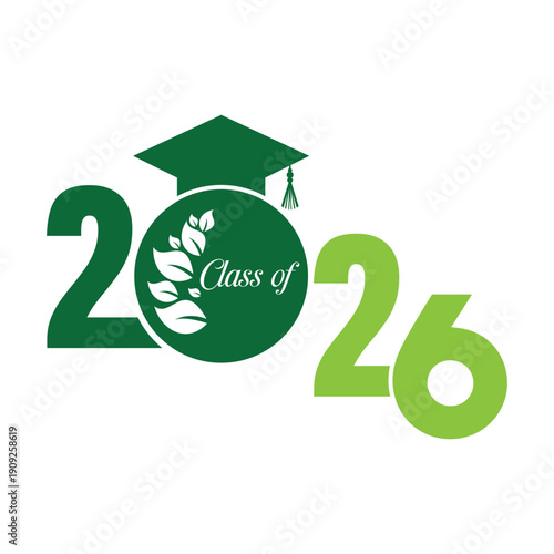 Class of 2026 Graduation Design with Cap Vector.