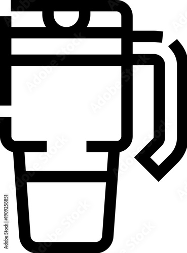 Travel mug or tumbler featuring a handle and insulated design, offering an excellent solution for carrying hot or cold beverages while promoting reusability and sustainability