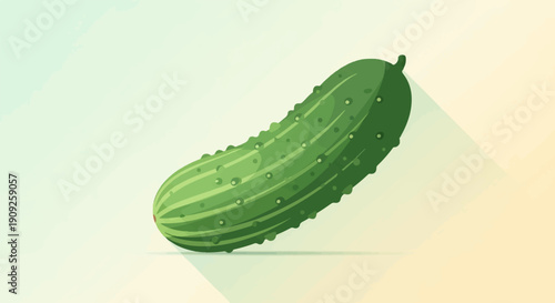 A long, bumpy, green vegetable with light green and yellow striped background
