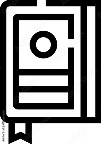 Hardcover book icon with a bookmark, representing reading, learning, knowledge and literary explorationclean digital symbol for web, app and educational design elements