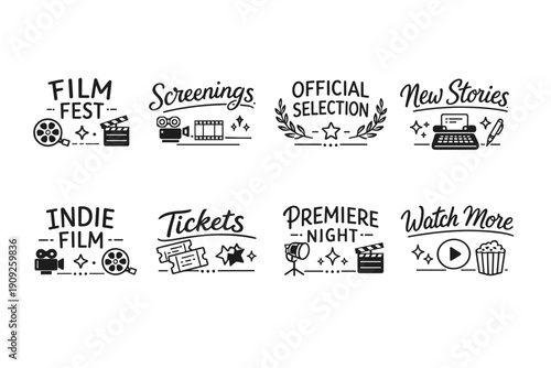 Creative film elements including festival, screenings, tickets, and premiere