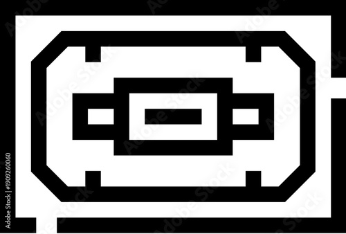 Retro audio cassette deck playing music, vintage analog media symbolizing recording, playback and nostalgia, minimal black and white line art vector for ui, web or print use