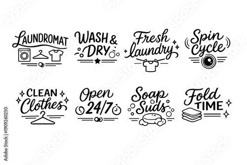 Laundry service icons: fresh laundry, spin cycle, and more
