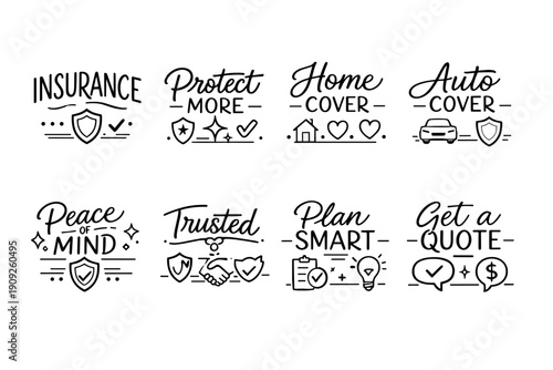 Insurance icons for protection and planning