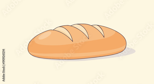 A simple, cartoon-style loaf of bread with scoring on top