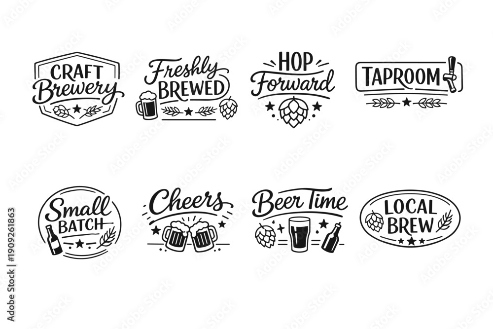 Fototapeta premium Craft beer logos collection featuring breweries and beer-themed designs