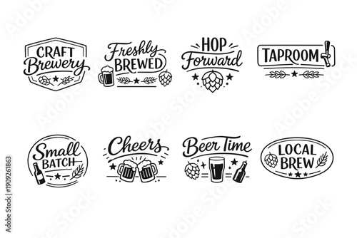 Craft beer logos collection featuring breweries and beer-themed designs