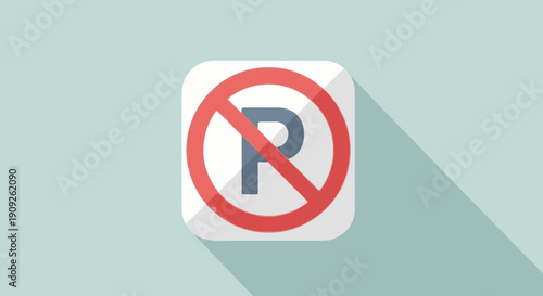 A simple icon with a red circle and slash over a blue "P