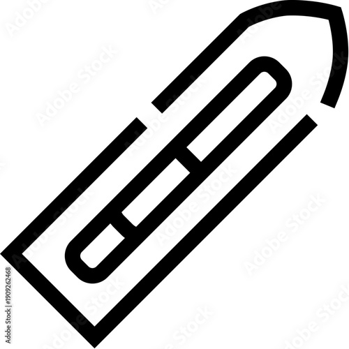 Craft knife or utility cutter tool icon outlining the sharp blade and handle, symbolizing precision, work, construction, renovation, manufacturing, and workshop tasks